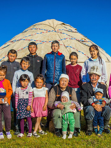 Nomadefamilie i Kirgisistan