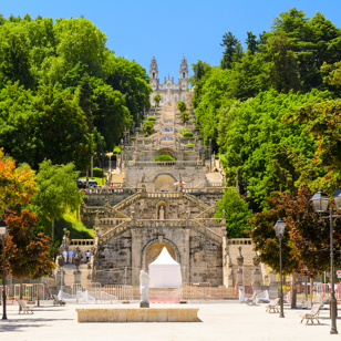 I Lamego ser vi den 686 skridt lange baroktrappe, der leder op til pilgrimskirken.