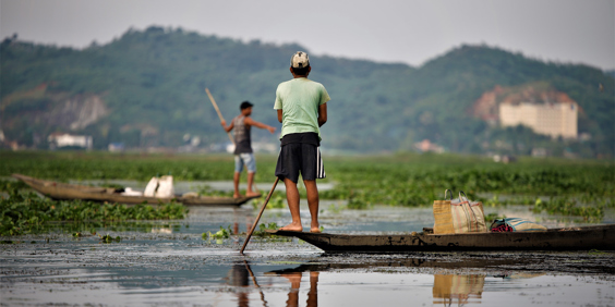 India Guwahati Fishing On A Boat